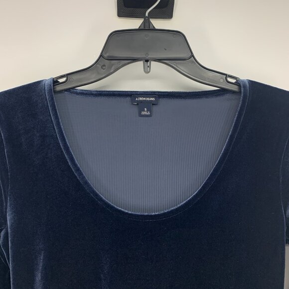 J.Crew/Jeans Bodysuit Blue Velvet Scoopneck Long Sleeve - Picture 4 of 10